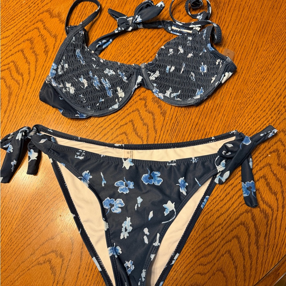 SHEIN Navy Blue Floral Bikini